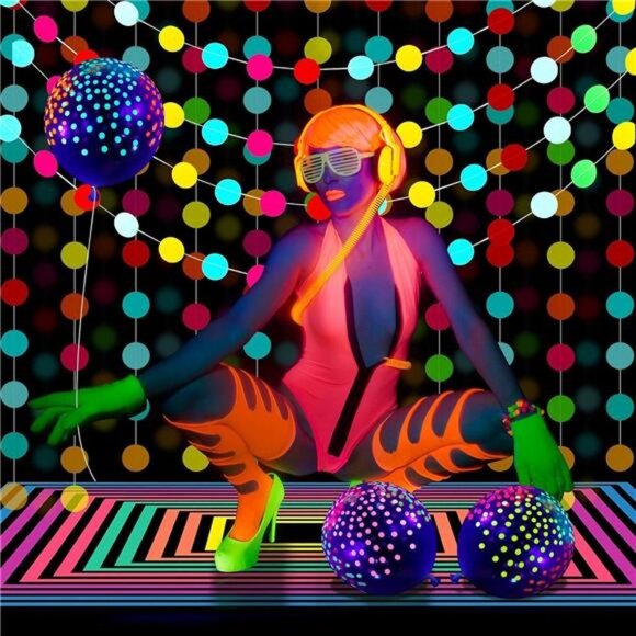 Glow in the Dark Party Supplies Glow Neon Party Supply Set, 98.4 ft 6 Rolls - Picture 2 of 7